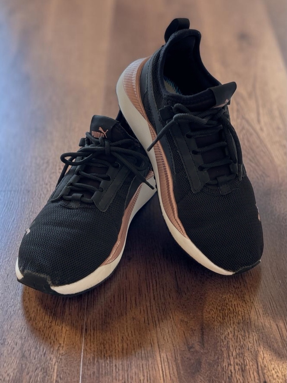 PUMA Kids Black Rose Gold Athletic Sneakers Size 4